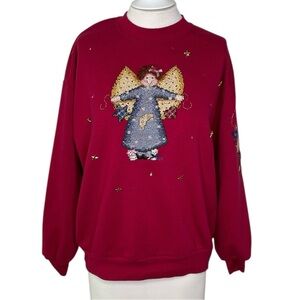 Vintage grandmacore Hearts Pullover Crewneck Jerzees Grandma Angle Star